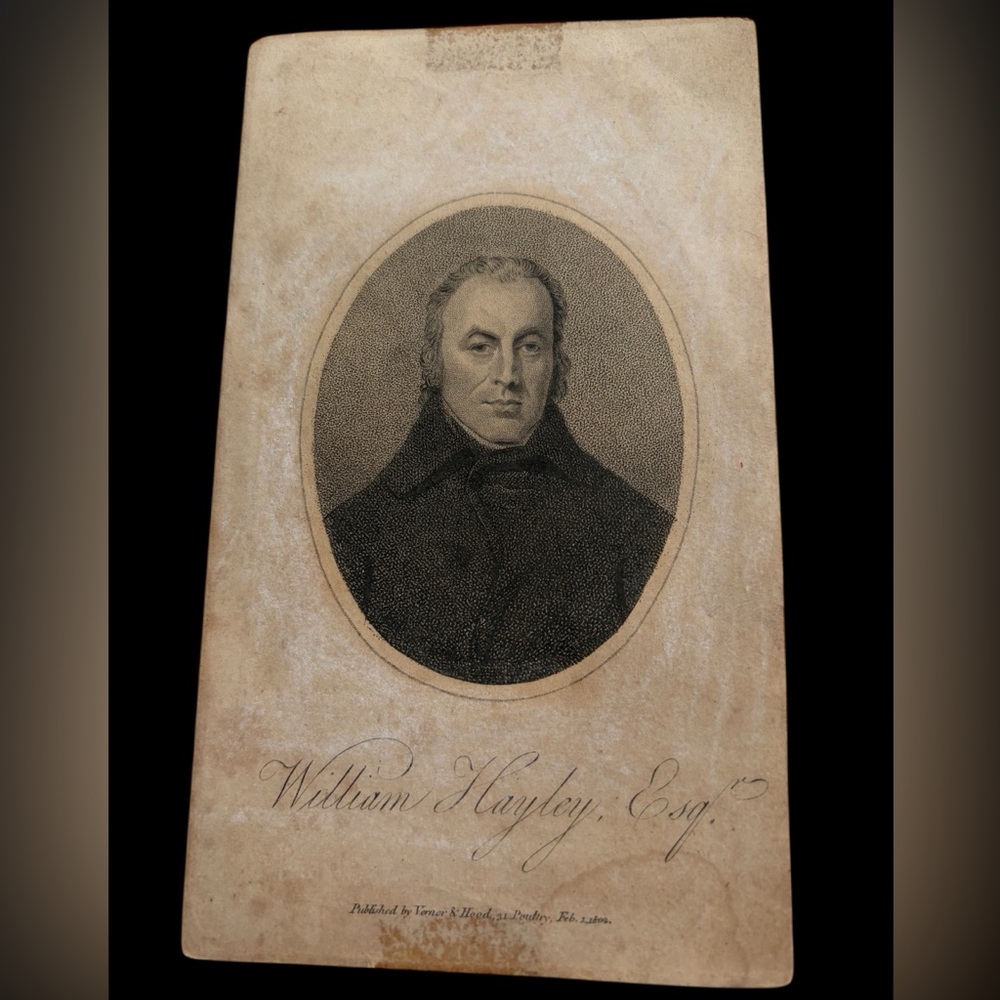 Antique Paper - William Haley Esq. Author & Poet (1745-1820) Stipple Engraving